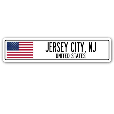 Jersey City Nj Us Street Sign Heavy Duty Plastic 4" X 18"