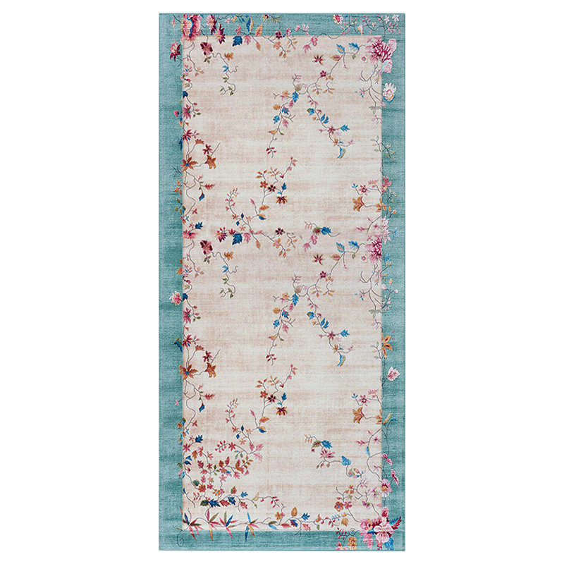 Machine Woven Beige/Teal Rug, Runner 80 x 200cm