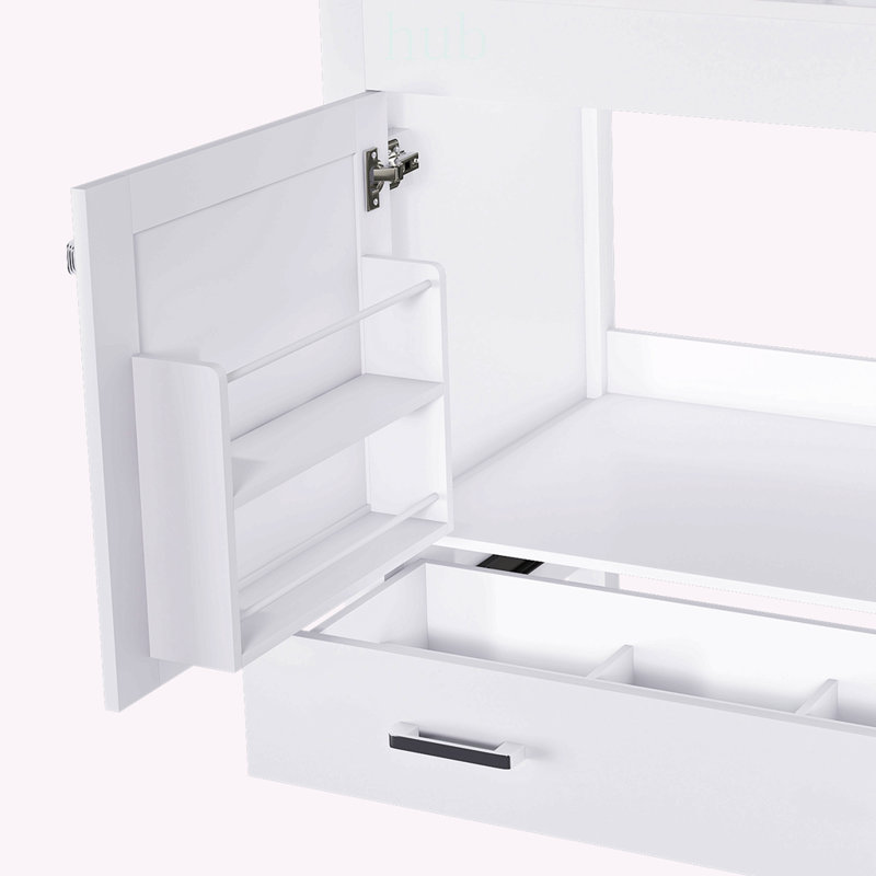 Meuble-lavabo de salle de bain de 42 pouces sans lavabo, rangement multifonctionnel avec portes et tiroir, cadre solide et durable et panneau MDF (base seulement)
