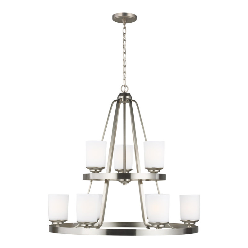 Kemal Nine Light Chandelier from Generation Lighting , Brushed Nickel, Not Energy Star, No