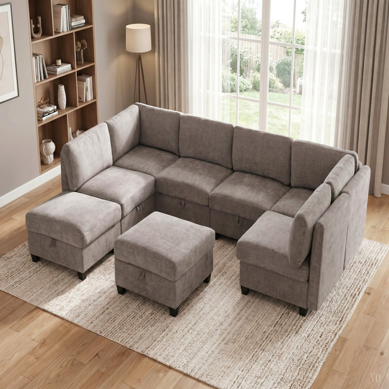 Siège de canapé modulaire sans accoudoirs, unité de canapé convertible avec rangement, fauteuil d'épissage flexible pour salon (8 pièces)