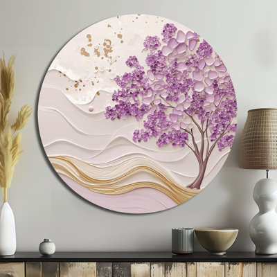 Mauve printemps Jacaranda - art mural éclectique moderne en métal, art mural imprimé mauve