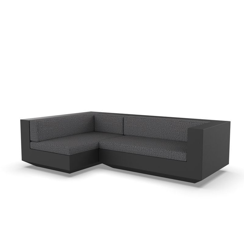 Vela 102.25" Wide Outdoor Reversible Patio Sectional with Cushions, Left Hand Facing, Black, Nautical Taupe