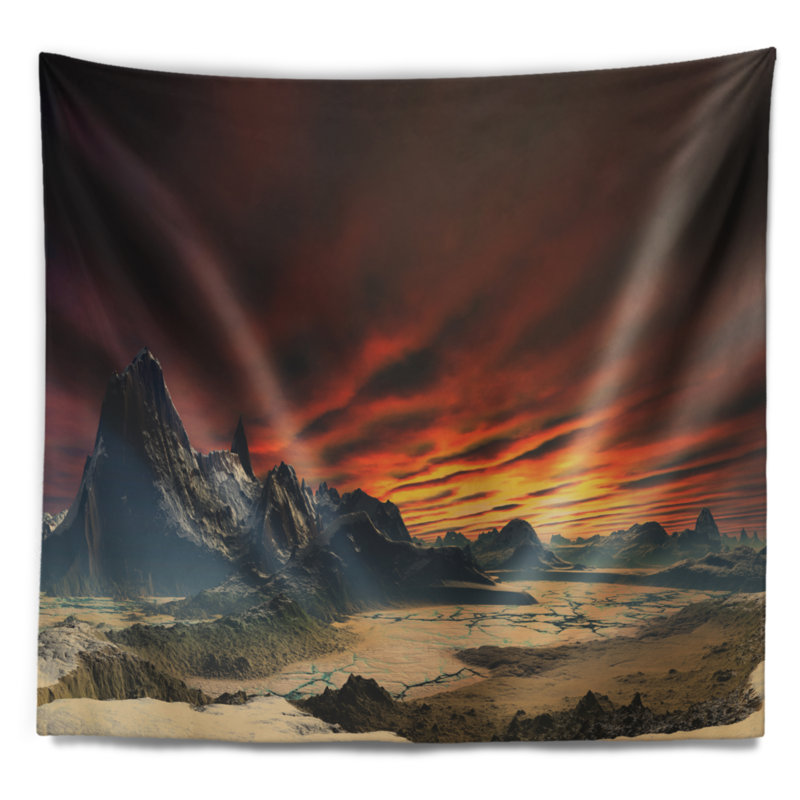 Paysage avec magnifique tapisserie Alien, H 32 po x l 39 po