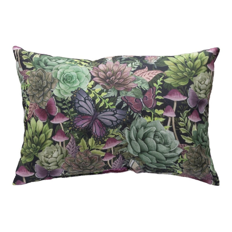 American-Made Dark Succulents Climaweave Pillow, Green/Pink/Purple