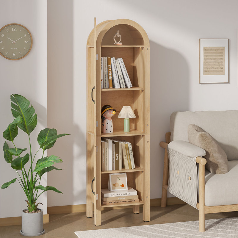 Arched Display Cabinet Bookcase with Glass Doors