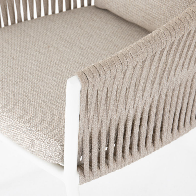 Porto Outdoor Dining Armchair, Faye Sand, White
