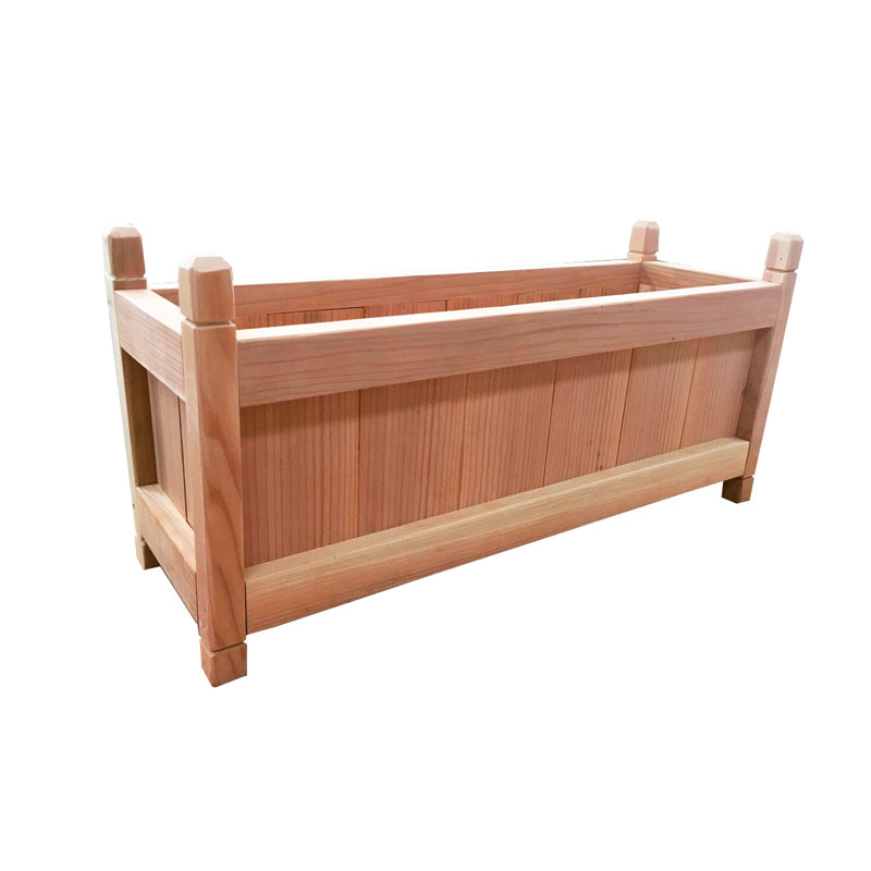 Wood Elevated Planter, Natural, 17" H x 12" W x 36" D