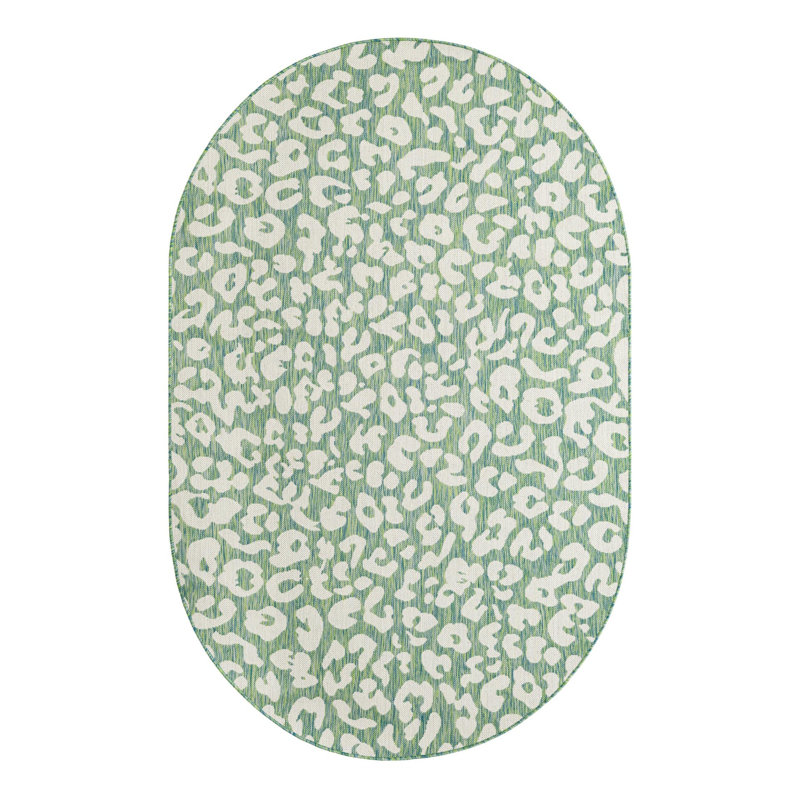 Tonquin Animal Print Machine Woven Polypropylene Indoor / Outdoor Area Rug in Blue/Gray, Oval 5'3" x 8'