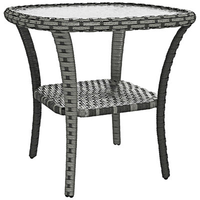 Outsunny Rattan Coffee Table with Storage Shelf