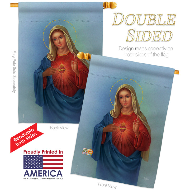 Johnny coeur mary 40 x 28 po en polyester à 2 côtés. ensemble de drapeau