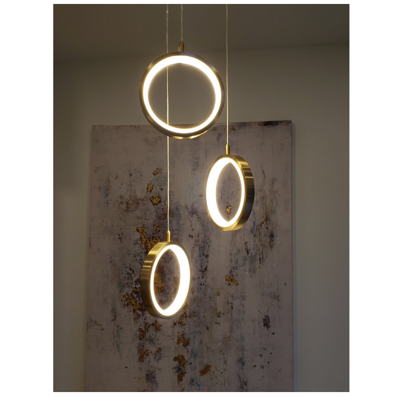Lauri 3 - Light LED Cluster Pendant, Brushed Brass