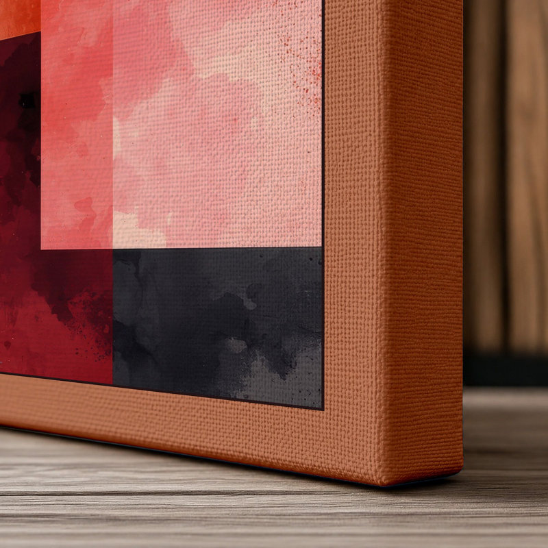 Red Geometry Abstract - Wrapped Canvas, 36x24 - 91.4 x 61.0 cm, Terracotta Border