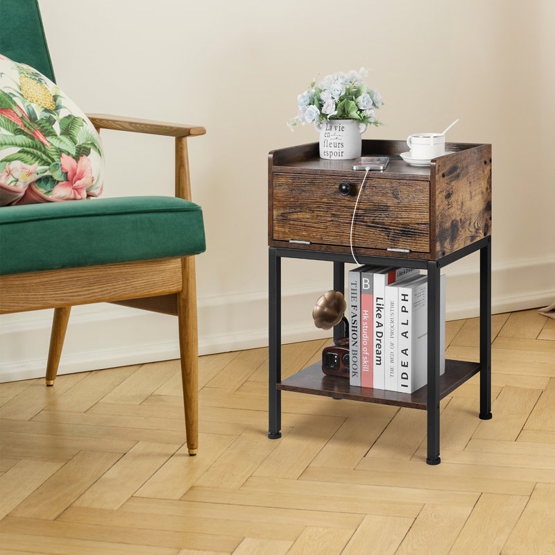 Mersea End Table with Storage and Built-In Outlets