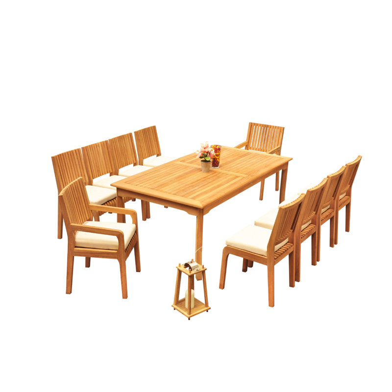 Maldives Outdoor 7 - Piece Teak Dining Set, 8, 83" L x 36" W x 30.5" H