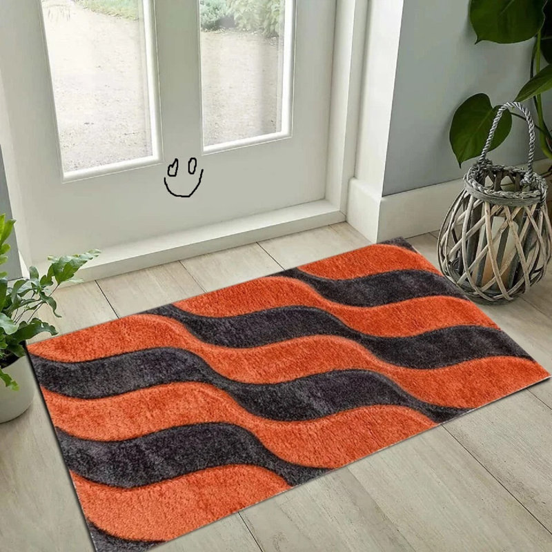 Geometric Shag Area Rug, Rectangle 60 x 110 cm