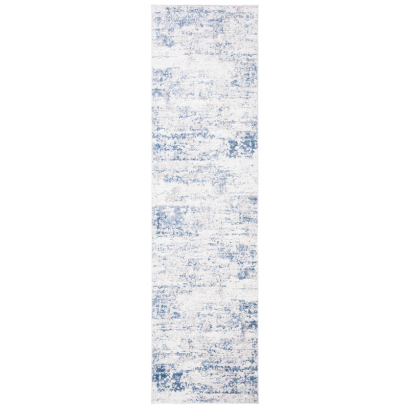 Tapis abstrait Grandview 700 Performance, Tapis de couloir 2 pi 2 po x 6 pi, Light Blue/Ivory