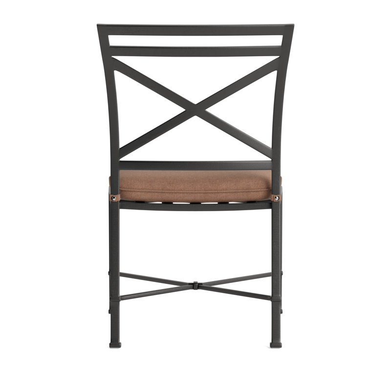 Venetian Outdoor Dining Side Chair, Fusion Clay, Textured Pewter, Brown