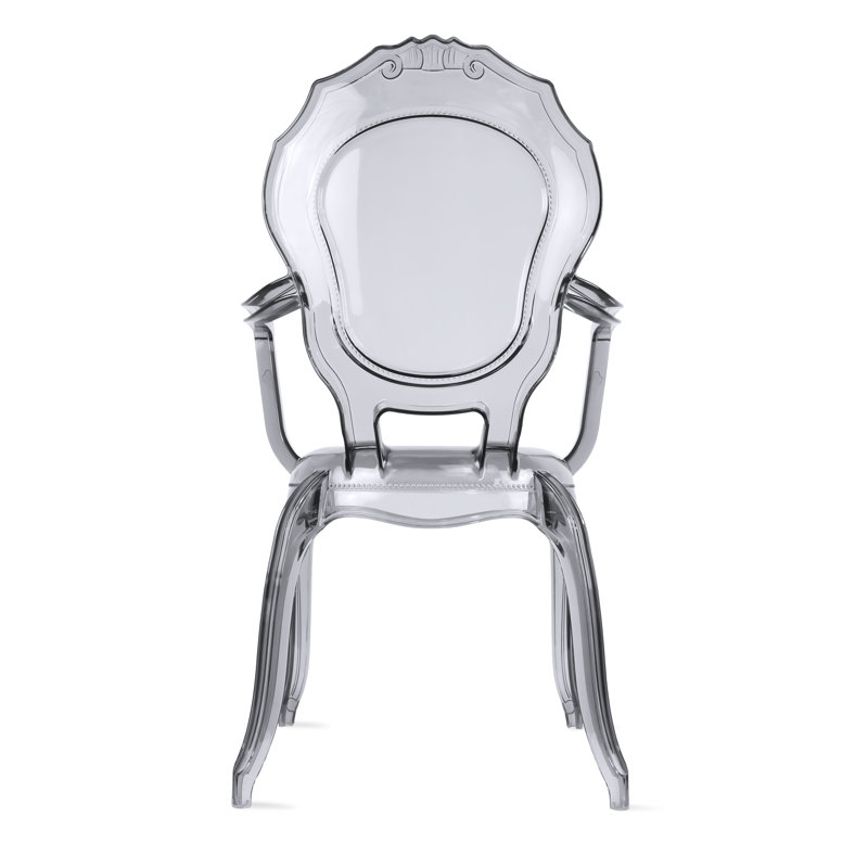 Chaise de salle à manger avec accoudoirs en acrylique transparent et empilable Clear Modern , Fumée