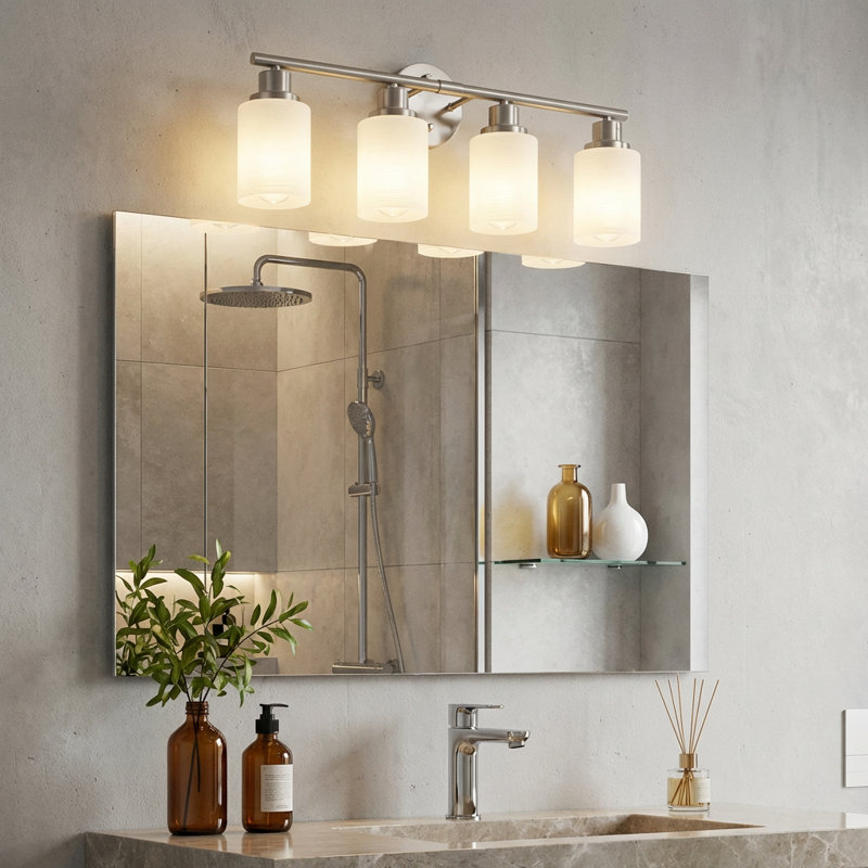 Luminaire de meuble-lavabo de salle de bain au fini nickel