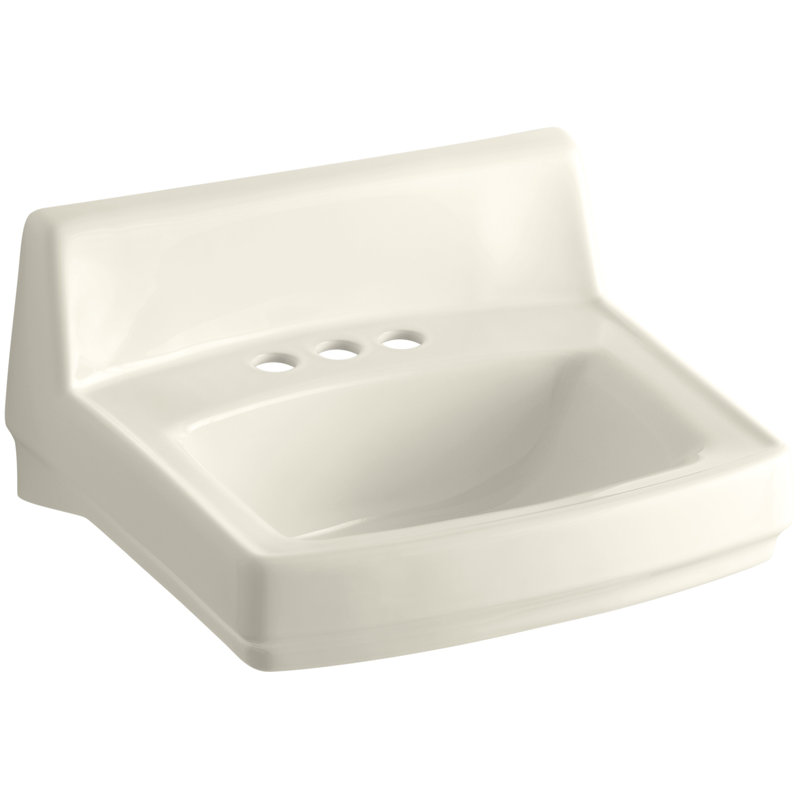 Greenwich Ceramic 21" Wall Mount Bathroom Sink, Almond