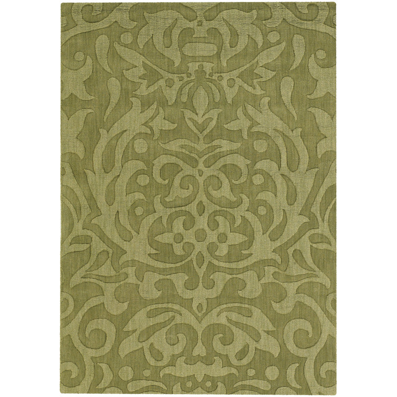 Tapis transitionnel en laine touffeté à la main Wage, Rectangulaire 9 pi x 13 pi, Vert