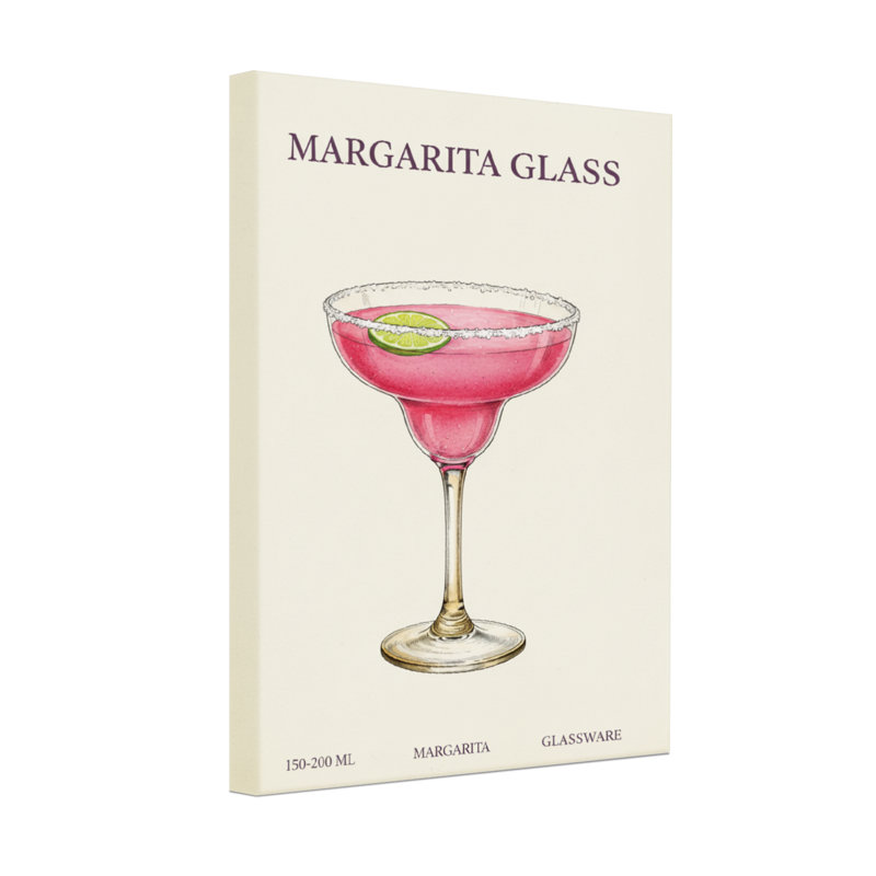Verre à margarita avec boisson rose et garniture lime, H 30 po x l 20 po, Toile tendue, Ne s’applique pas
