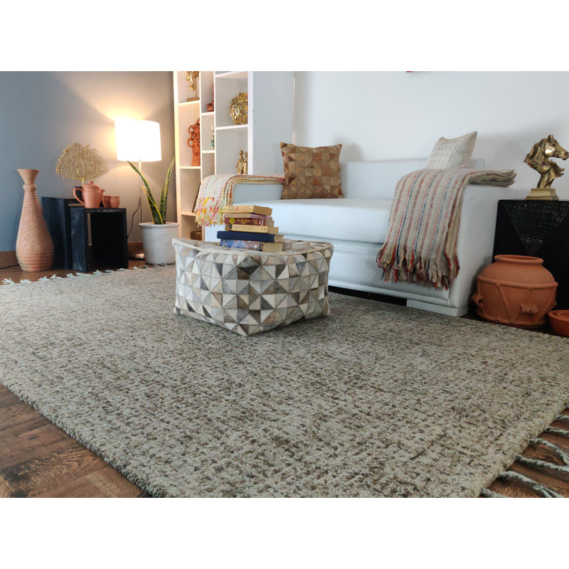 Tapis gris en laine touffeté Erric, Rectangle 8 pi x 10 pi