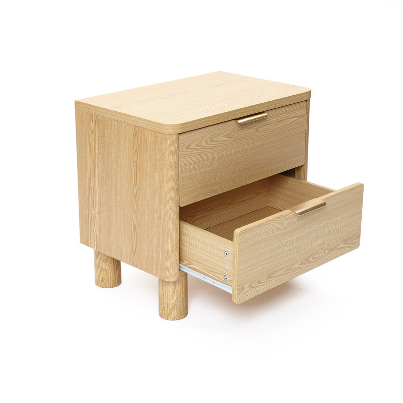 21.6'' H Oak Nightstand with Drawers, Wood Nightstand