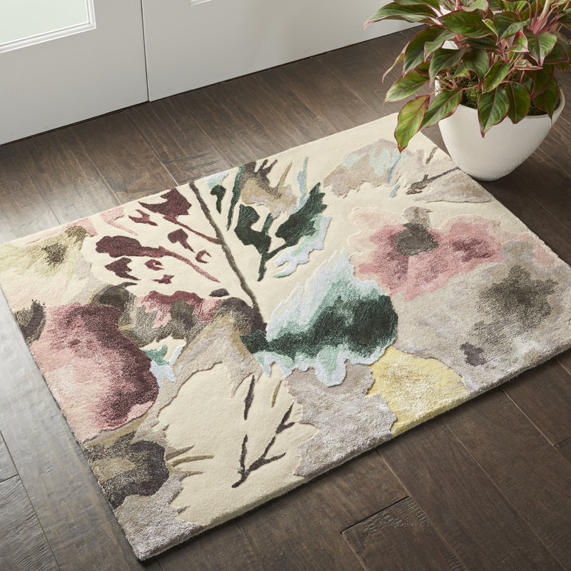 Tapis beige moderne fait à la main Versailles, Rectangle 7 pi 9 po x 9 pi 9 po