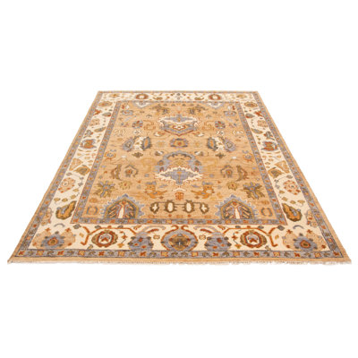 Tapis en laine brun clair noué à la main 9 pi 2 po x 12 pi 1 po Jules Serapi