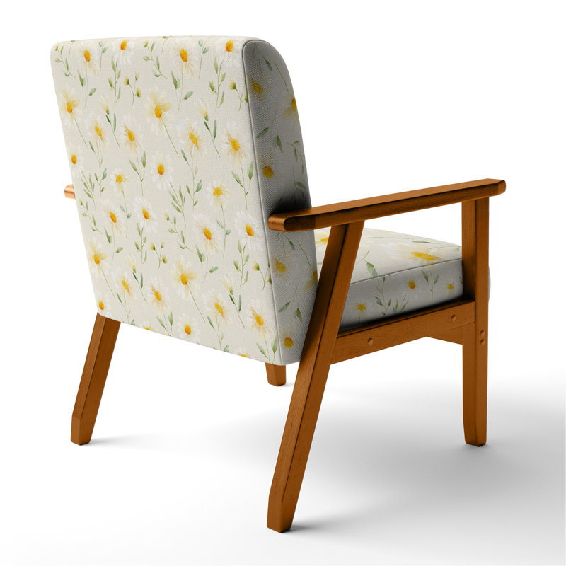 Chaise rembourrée Floral, Accoudoirs carrés bruns