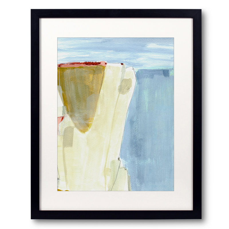 «Dover Cliff I» par Jacque Gouveia, Papier avec cadre noir, H 21,25 po x l 17,25 po x P 0,88 po, Blanc