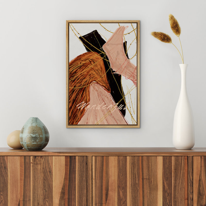 «Wonderful Abstract Brown Shapes Illustration», impression sur toile encadrée, Naturel, H 24 po x l 16 po