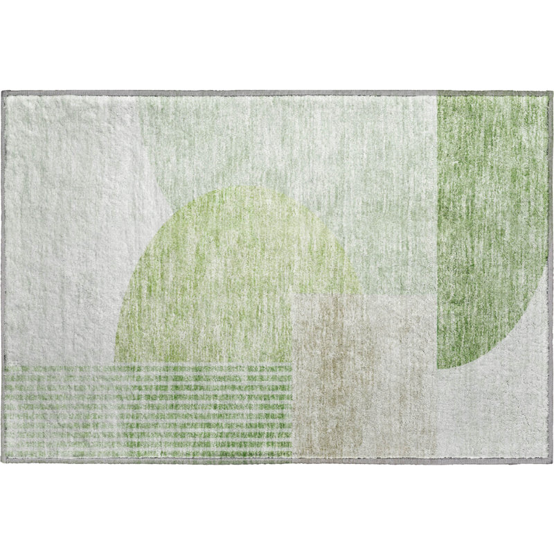 Premium Machine Washable Prisco Olive Rug, Rectangle 1'8" x 2'6"