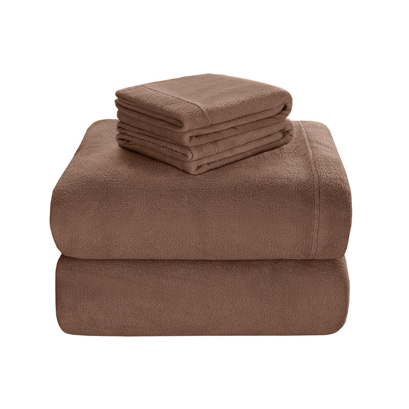 Soloft Plush Micro Plush Microfiber Sheet Set, Brown, Full Sheet Set with 2 Pillowcases