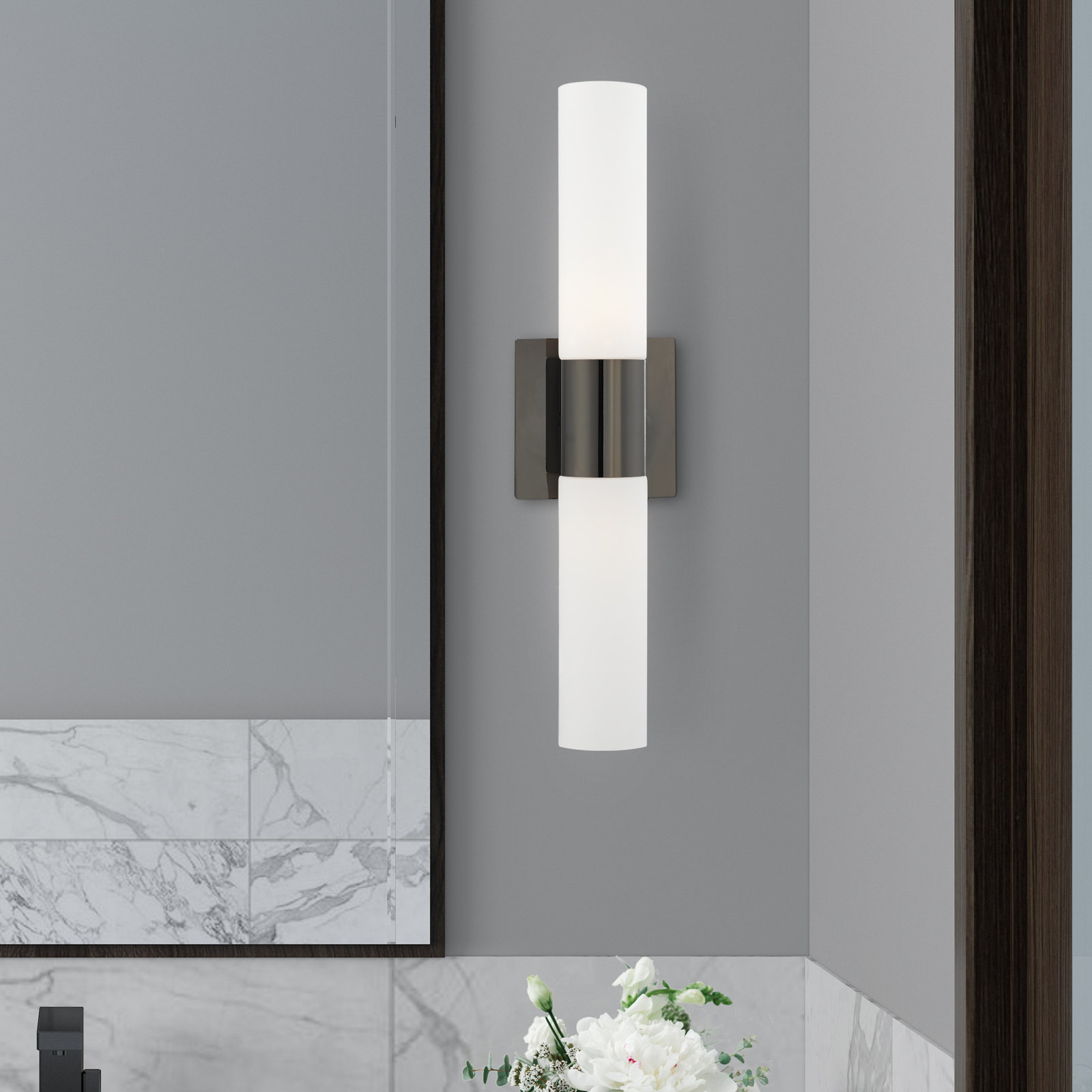 Cailum 2-Light Dimmable Vanity Light, Black Chrome
