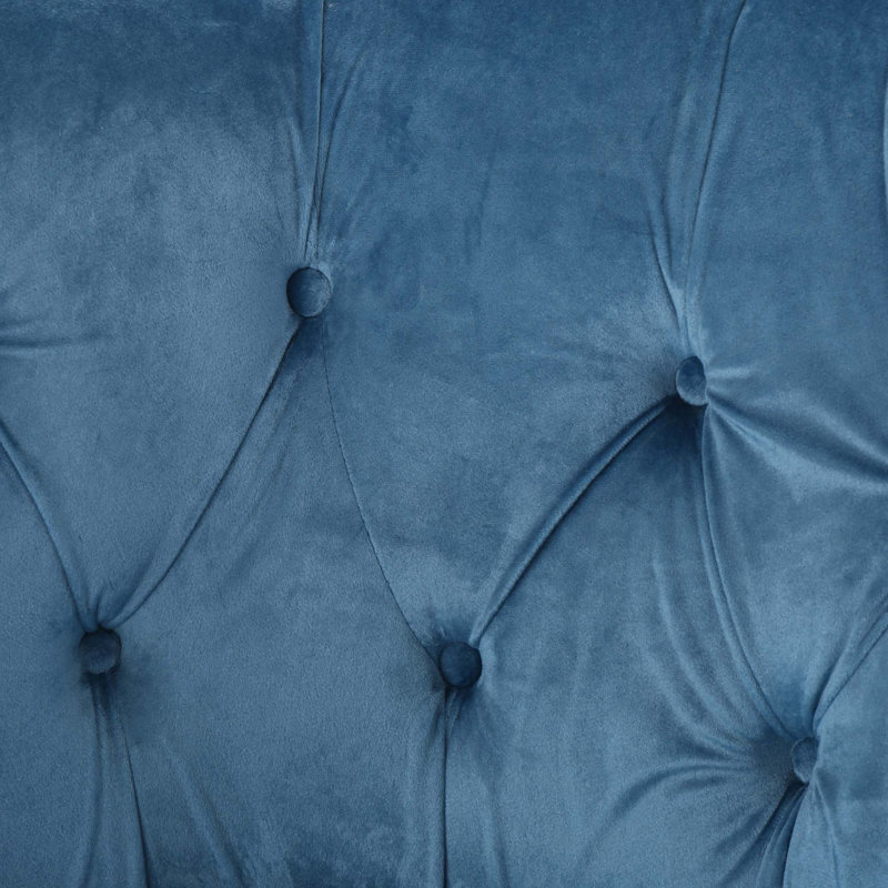 Fauteuil club rembourré et capitonné Modern, Velours bleu pacifique