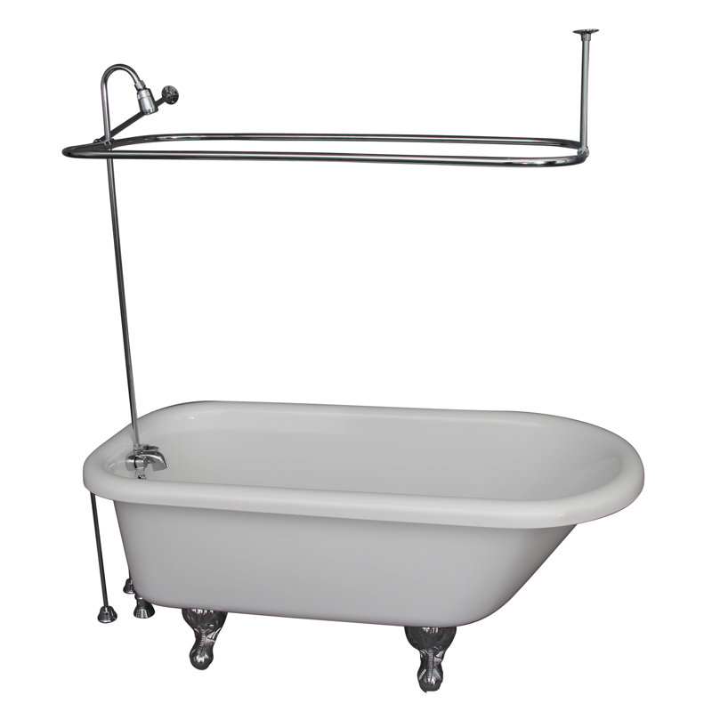 60'' x 30'' Soaking Acrylic Bathtub with Faucet, White