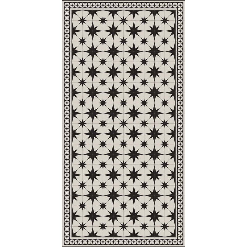 NightSky Black Cushioned Kitchen Mat, Rectangle 2.6' x 6.5'