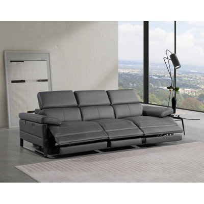 Top Grain Italian Leather Modular Power Triple Reclining Sofa With Power Headrests