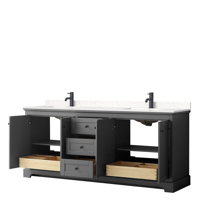 Avery 80'' Dark Gray Double Vanity with Marble Top