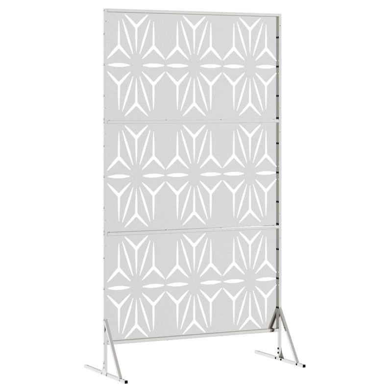 Metal Fence Panel Metal Large Patterned, Silver