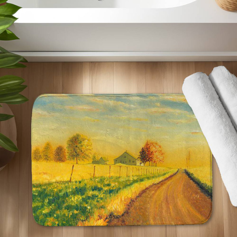 In the countryside Bath Mat with Non-Slip Backing - Quick Dry Memory Foam Bathroom Rug - Absorbent - Modern Plush Spa-Style - Machine Washable