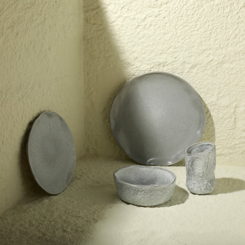 Atik 32-Piece Grey Speckled Ceramic Dinnerware Set, Service for 8