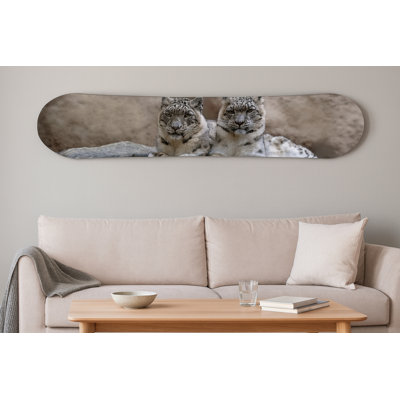 Snowboard avec léopards des neiges, art mural - 59 po x 11 po