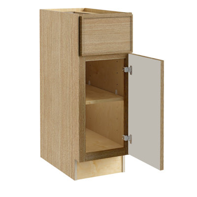 Gallery Express Alton Plywood Assembled 15 in W X 24 in D X 34.5 in H Base Kitchen Cabinet with Drawer Right in Straw