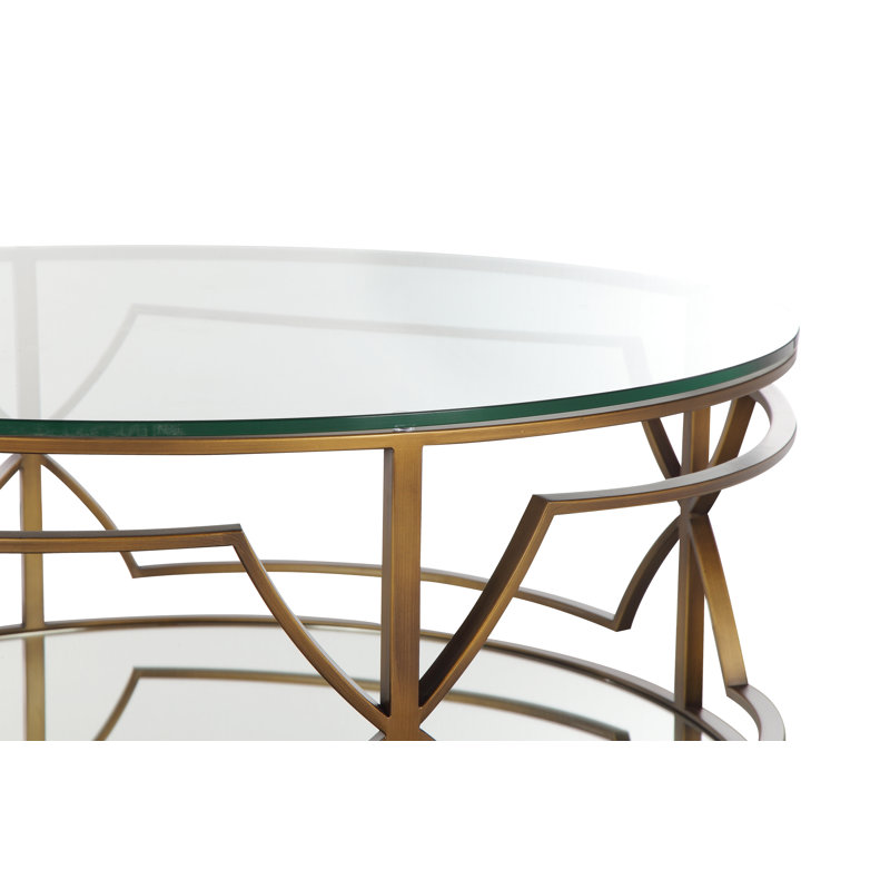 Edwards Glass Top Single Coffee Table, Brass