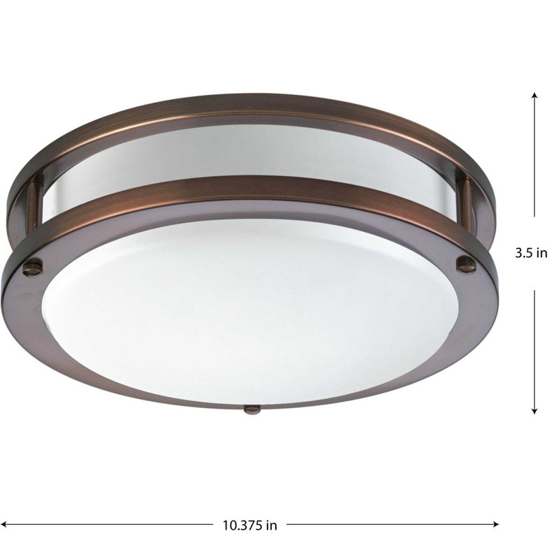 Plafonnier encastré circulaire 1 lumière, 3.5" H x 10.625" L, Bronze urbain