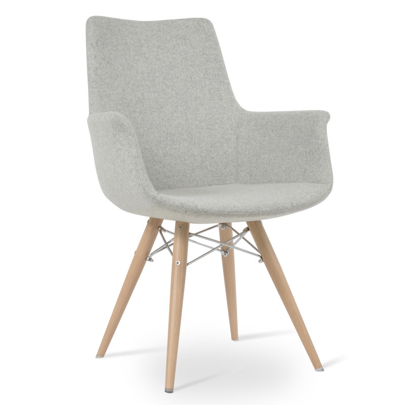Chaise avec accoudoirs rembourrée, Naturel, Argent